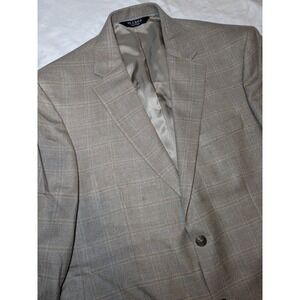 Jos. A. Bank Gold Windowpane Blazer 2 Button Size 43R 52% Silk 48% Wool